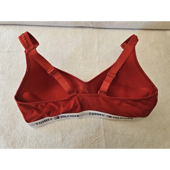 Tommy Hilfiger Women’s Bralette Red Logo Elastic Band Size Large - Picture 2 of 6
